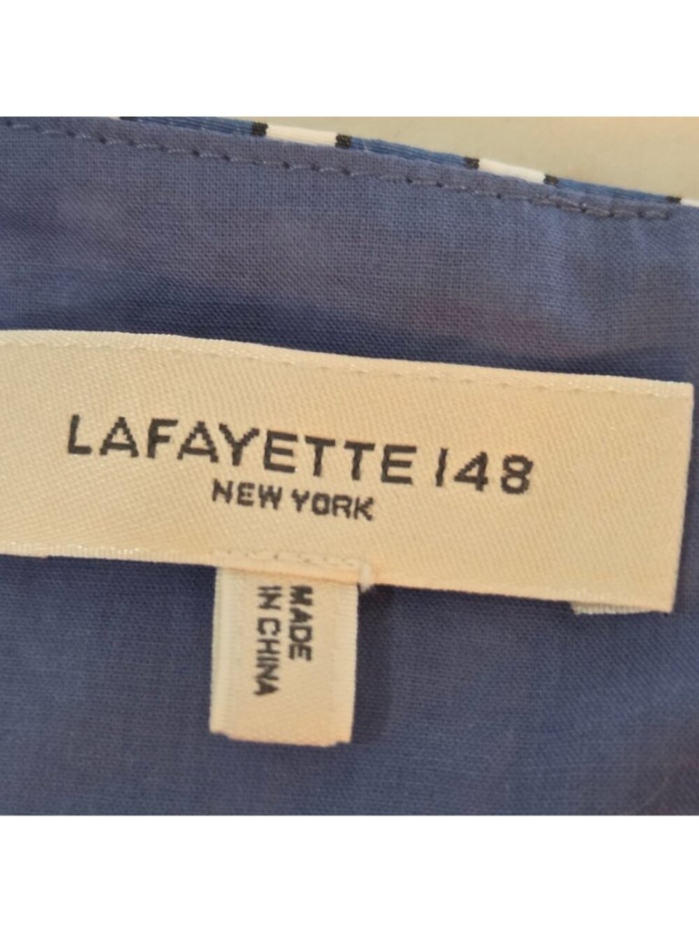 Lafayette 148 New York Blue White Striped Cotton Halter Dress Sz 8 Midi Pleated - Picture 9 of 15